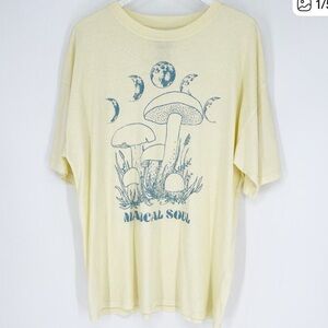 Golden Hour Magical Soul Mushroom Moon Short Sleeve T-Shirt OS Yellow